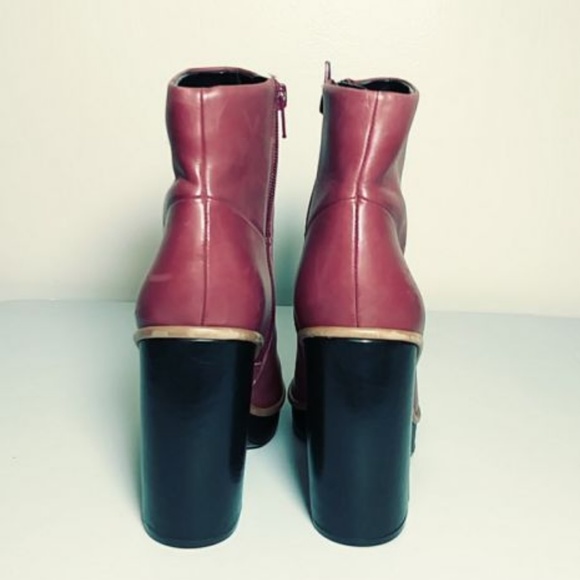 Aldo Brand Red Red Leather Thick Stacked Ankle - Picture 4 of 7